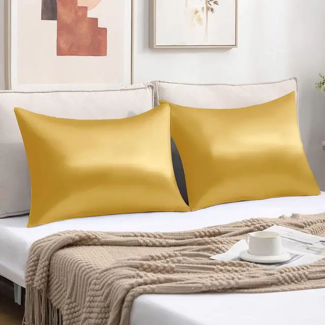 Alt view image 5 of 7 - Gold Satin Pillowcase, Similar to Silk Pillow Cases 20x26 inches