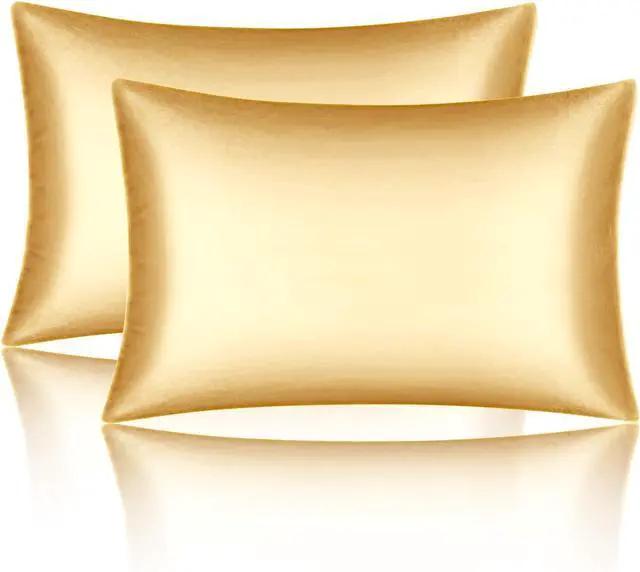 Main image of Gold Satin Pillowcase, Similar to Silk Pillow Cases 20x26 inches