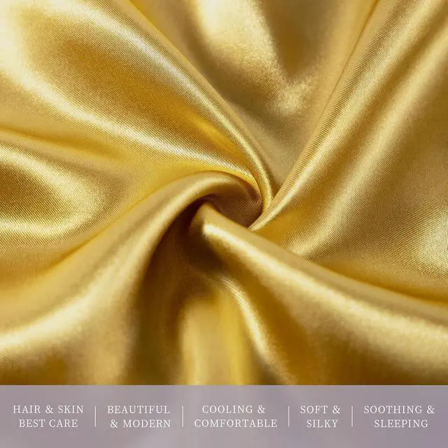 Alt view image 3 of 7 - Gold Satin Pillowcase, Similar to Silk Pillow Cases 20x26 inches
