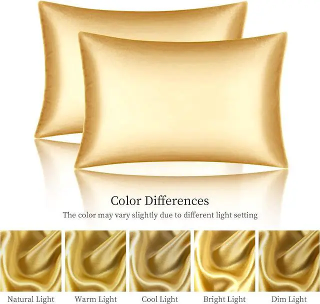 Alt view image 2 of 7 - Gold Satin Pillowcase, Similar to Silk Pillow Cases 20x26 inches