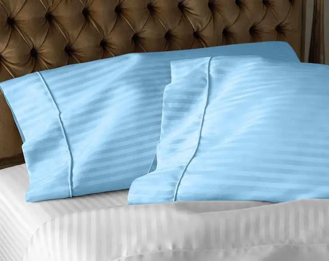 Main image of Standard Size Pillow Cases 100% Egyptian Cotton 800 Thread Count Super Soft Perfect Silky Sateen Weave Bed Pillow Cover (20" x 30") Inches, Light Blue Stripe