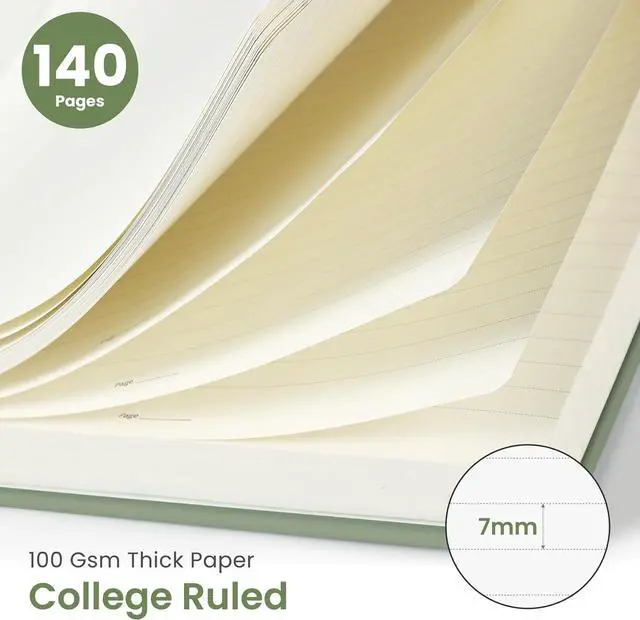 Alt view image 2 of 7 - Taja Lined Spiral Journal Notebook for Women & Men, 140 Pages, College Ruled Hardcover Notebook for Work & Note Taking, Journals for Writing, A5(5.7" x 7.9") - Green