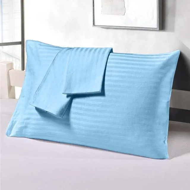 Alt view image 3 of 6 - Standard Size Pillow Cases 100% Egyptian Cotton 800 Thread Count Super Soft Perfect Silky Sateen Weave Bed Pillow Cover (20" x 30") Inches, Light Blue Stripe