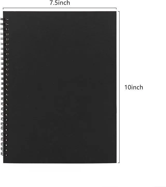 Alt view image 2 of 7 - DSTELIN 10 inch x 7.5 inch, 100GSM, Blank Spiral Notebook, 2-Pack, Soft Cover, Sketch book, 120 Pages / 60 Sheets, (Black)