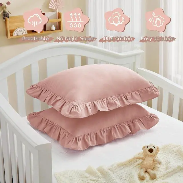 Alt view image 5 of 7 - KKJIAF Cotton Toddler Pillowcase 13"x18" Set of 2, Pink
