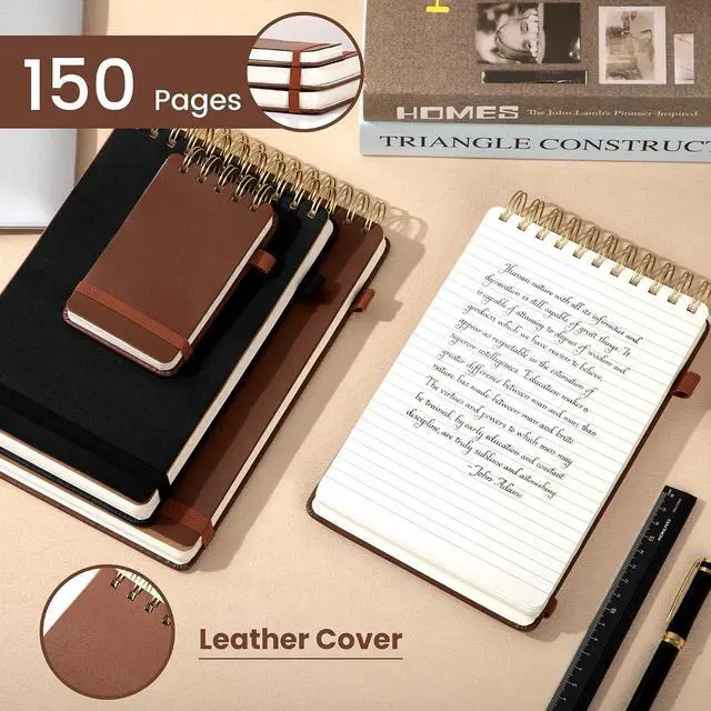 Alt view image 2 of 7 - Yoment Small Notebooks 3x5 Leather Pocket Notepad 150 Pages Top Notebook