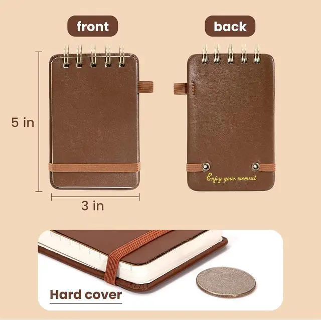 Alt view image 3 of 7 - Yoment Small Notebooks 3x5 Leather Pocket Notepad 150 Pages Top Notebook