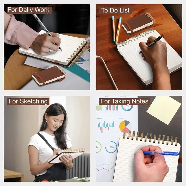 Alt view image 7 of 7 - Yoment Small Notebooks 3x5 Leather Pocket Notepad 150 Pages Top Notebook