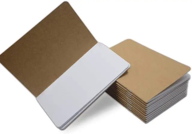 Alt view image 3 of 7 - Yansanido 12 Pcs 5.5 Inch x 3.5 Inch Brown Cover Pocket Notebook 32 Sheets (64 Pages) Blank Pages 70 Gsm Paper (Brown, Blank)