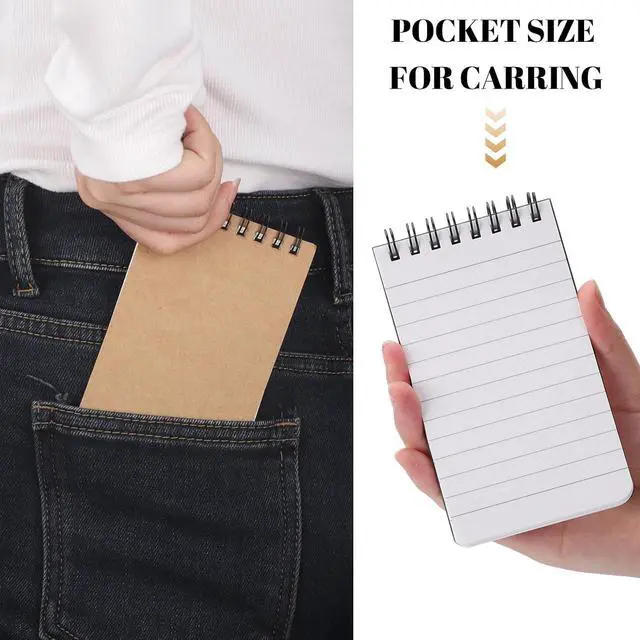 Alt view image 4 of 7 - BESARME 10 Pack Small Spiral Notepads, 3x5 Kraft Lined Pocket Notebook