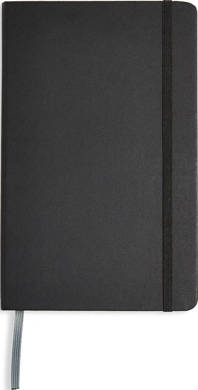 Main image of Amazon Basics Classic Lined Writing Notebook for Note Taking and Journaling, Hardcover with Elastic Closure, 240 Pages, 5" x 8.25", Black