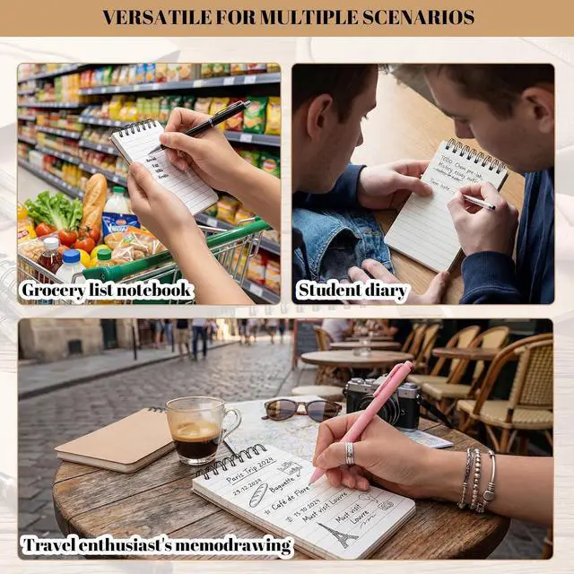 Alt view image 6 of 7 - BESARME 10 Pack Small Spiral Notepads, 3x5 Kraft Lined Pocket Notebook