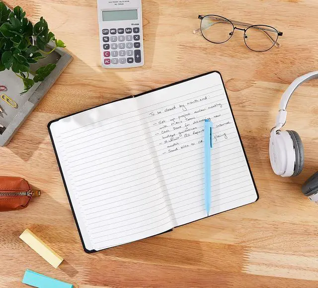Alt view image 5 of 7 - Amazon Basics Classic Lined Writing Notebook for Note Taking and Journaling, Hardcover with Elastic Closure, 240 Pages, 5" x 8.25", Black