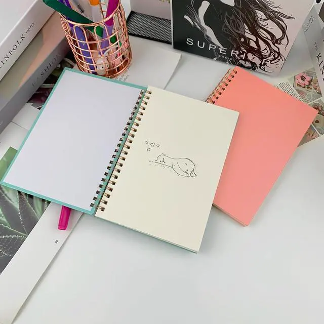Alt view image 6 of 6 - DSTELIN Sketch Coil Notebook Set, 120 Pages (60 Sheets), 2-Pack with 1 Pink and 1 Green Hardcover, 1150GSM Cardstock, 7.5 x 5.1 Inches, 100GSM Paper