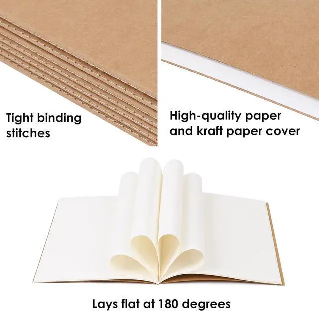 Alt view image 3 of 7 - LABUK 8 Pack Blank Kraft Notebooks Journals Notebook Sketch Drawing Pad Book Bulk for Kids Junk Journal, A5, 60 Pages, 8.3 x 5.5 inches