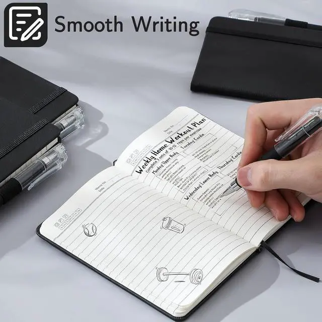 Alt view image 5 of 6 - NETANY 4 Pack Small Notebook Pocket Notebook, A6 Mini Leather Hardcover Journal, 3.7" X 5.7", 416 Pages Note Pads, Black