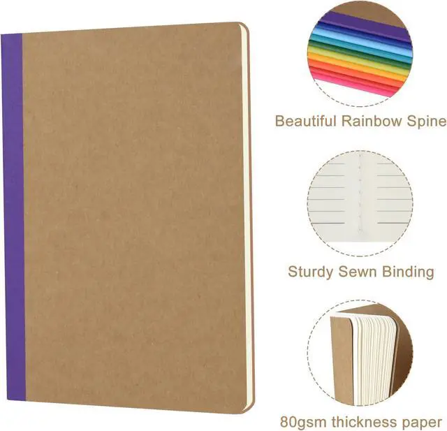 Alt view image 2 of 7 - ZCZN 8 Pack Colorful Lined Notebooks Bulk, A5 Journals with 8 Colors, 60 Pages/30 Sheets, 8.3x5.5 Inch, College Ruled Paper, Travel Writing Journal Notebooks for Work,School(8 pack,8 colors-lined)