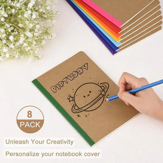 Alt view image 4 of 7 - ZCZN 8 Pack Colorful Lined Notebooks Bulk, A5 Journals with 8 Colors, 60 Pages/30 Sheets, 8.3x5.5 Inch, College Ruled Paper, Travel Writing Journal Notebooks for Work,School(8 pack,8 colors-lined)