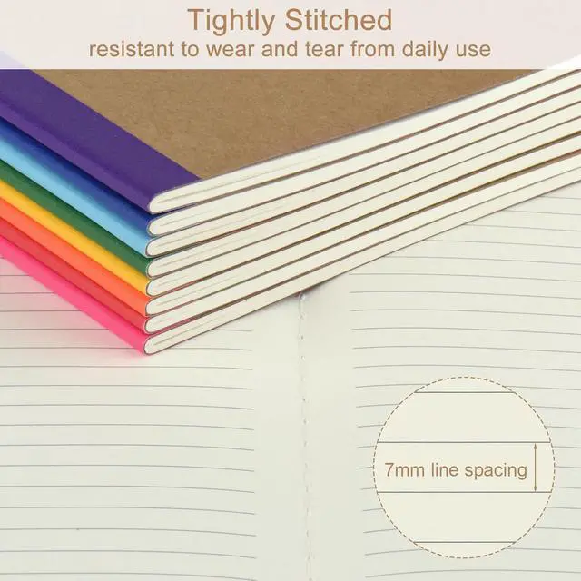 Alt view image 5 of 7 - ZCZN 8 Pack Colorful Lined Notebooks Bulk, A5 Journals with 8 Colors, 60 Pages/30 Sheets, 8.3x5.5 Inch, College Ruled Paper, Travel Writing Journal Notebooks for Work,School(8 pack,8 colors-lined)