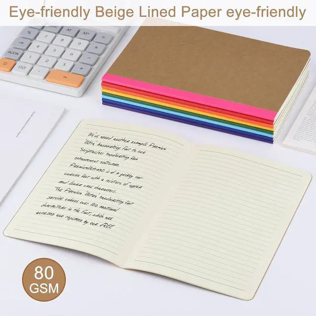 Alt view image 6 of 7 - ZCZN 8 Pack Colorful Lined Notebooks Bulk, A5 Journals with 8 Colors, 60 Pages/30 Sheets, 8.3x5.5 Inch, College Ruled Paper, Travel Writing Journal Notebooks for Work,School(8 pack,8 colors-lined)