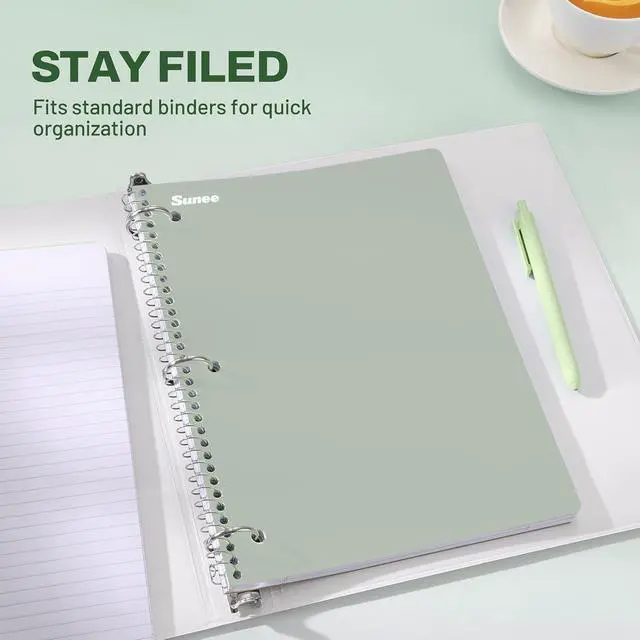 Alt view image 3 of 11 - SUNEE Spiral Notebooks, 3 Pack, 1-Subject, College Ruled Paper, 8" x 10-1/2", 70 Sheets per Notebook, Assorted Aesthetic Colors Spiral Notebooks for School