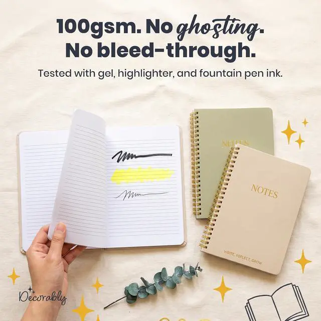 Alt view image 3 of 7 - Decorably 2 Pack Gold Foil 5.8x8in Aesthetic Journaling Notebooks for Work