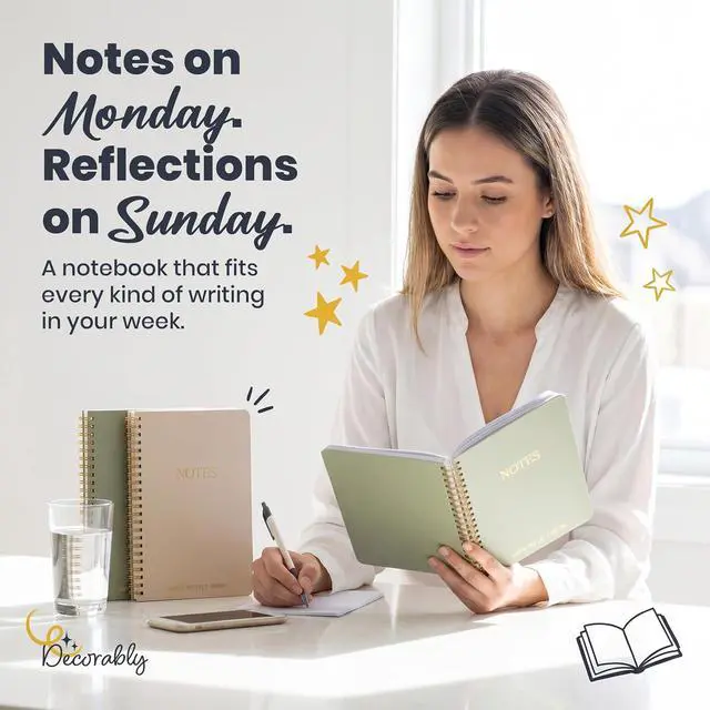 Alt view image 4 of 7 - Decorably 2 Pack Gold Foil 5.8x8in Aesthetic Journaling Notebooks for Work
