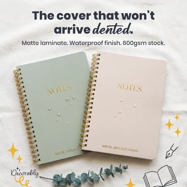 Alt view image 6 of 7 - Decorably 2 Pack Gold Foil 5.8x8in Aesthetic Journaling Notebooks for Work