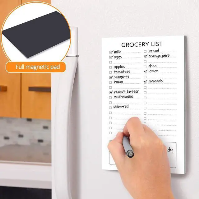 Alt view image 5 of 7 - Joyberg Grocery List Magnet Pad for Fridge, 2 Pack Magnetic Notepads for Refrigerator, Magnetic Grocery List Pad for Fridge, Full Magnet Back Shopping Lists, 60 Sheets Per Note Pads