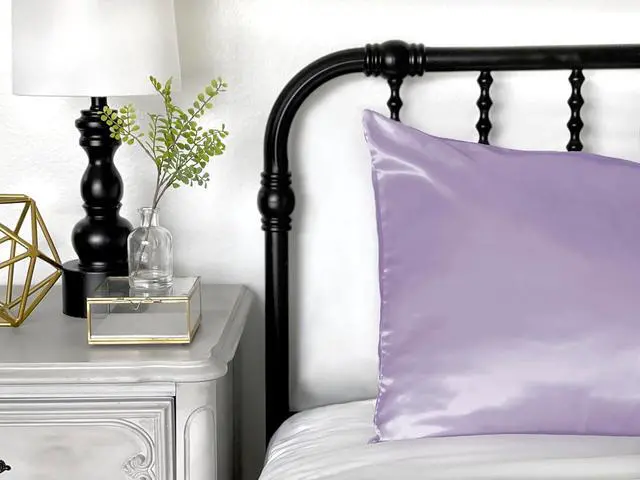 Alt view image 2 of 2 - Morning Glamour Single Satin Pillowcase for Hair & Skin, Similar to Silk, Standard/Queen Size, Cooling Pillow Case with Envelope Closure, Gifts for Women, 20x26 Lavendar, Lilac, LT Purple