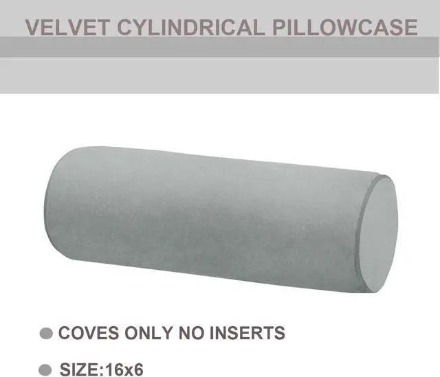 Alt view image 2 of 7 - Neck Roll Pillowcases Velvet Cylindrical Pillow Covers 16"x6" with Hidden Zipper for House Home Decor Neck Roll Pillow Cervical Neck Roll Memory Pillow Cylinder Round Cushion (Gray, 16x6)