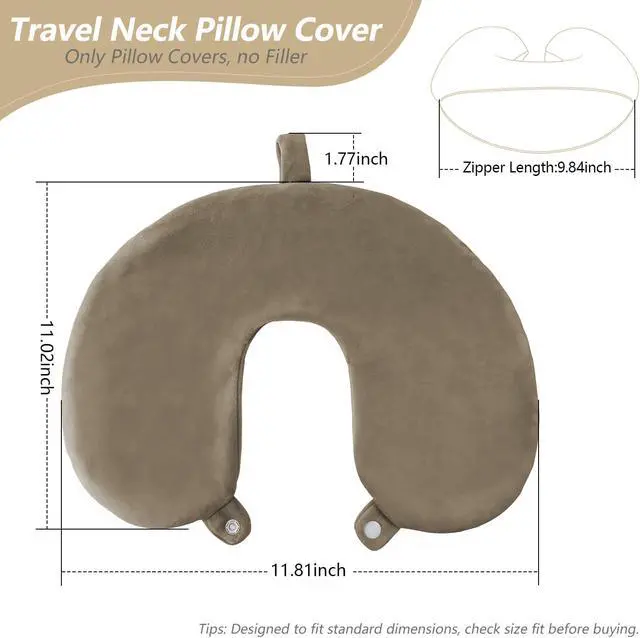 Alt view image 2 of 7 - Travel Neck Pillow Cover, U Shaped Neck Pillow Case, Coffee