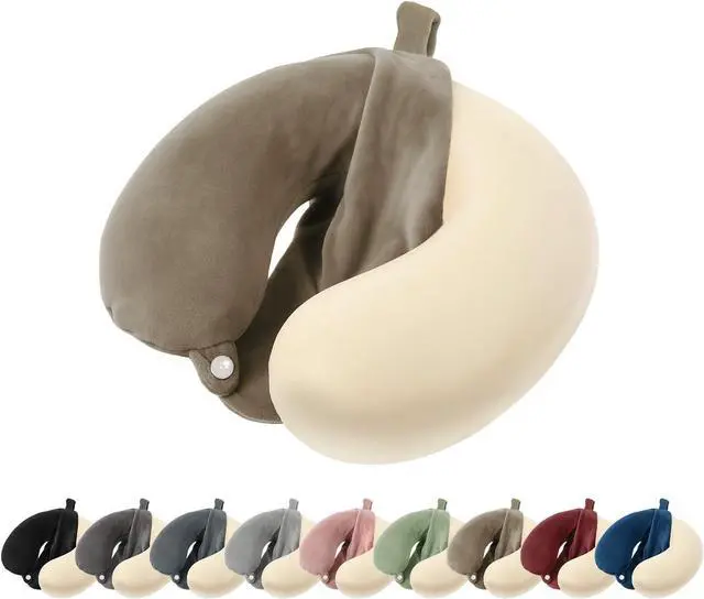 Main image of Travel Neck Pillow Cover, U Shaped Neck Pillow Case, Coffee