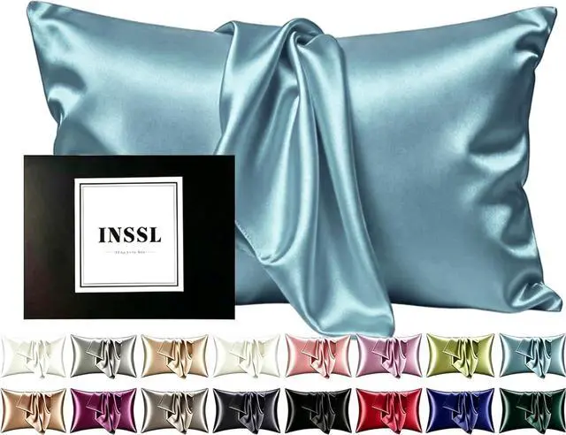 Main image of Mulberry Silk Pillow Cases for Hair and Skin, Standard, Blue Gray, 1 pc