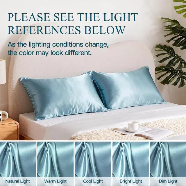 Alt view image 7 of 7 - Mulberry Silk Pillow Cases for Hair and Skin, Standard, Blue Gray, 1 pc