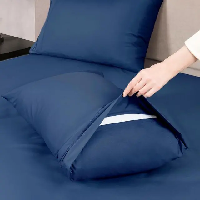 Alt view image 4 of 6 - Mejoroom Hotel Luxury Queen Pillowcases Microfiber 20x30 inches Pillow Cases Set of 2 Soft, Cozy and Breathable Pillow Covers with Envelope Closure(2Piece, Queen/Standard, Navy)