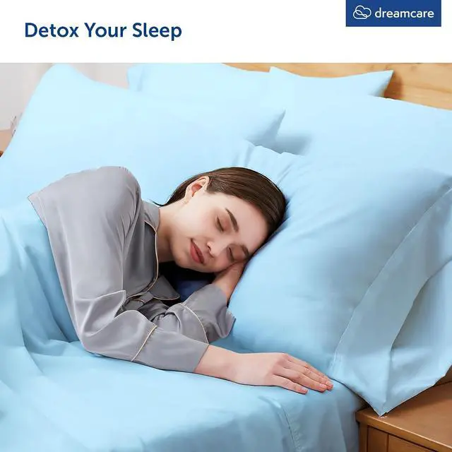 Alt view image 4 of 6 - Dreamcare King Pillow Cases Set of 2 - Double Brushed 1500 Luxury Series Microfiber - Envelope Closure, Wrinkle- Free, Cooling Pillow Cases - King Size Pillow Cases Set of 2 (20 x 40, Light Blue)