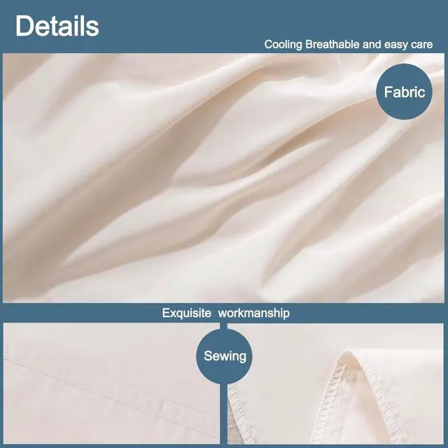 Alt view image 3 of 7 - WhatsBedding Body Pillow Cover Cotton, Envelope Closure, Beige, 20x54