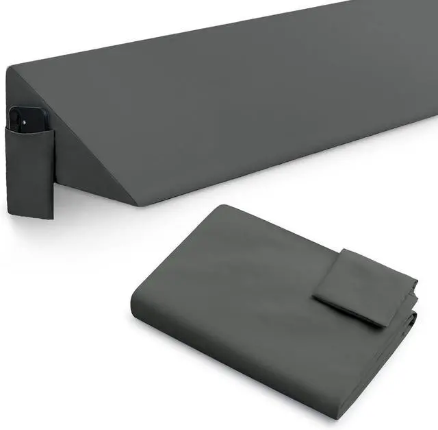 Main image of INVGEEXI Dark Grey Queen Size Bed Wedge Pillow Cover, 60 "L x 10" W x 6" H
