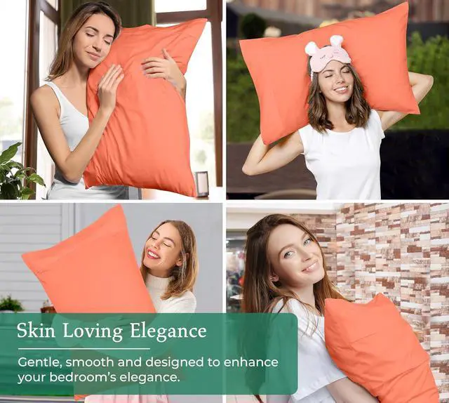 Alt view image 4 of 7 - Royale Linens Standard Pillowcase Set of 2 - Bed Pillow Cover - 20"x26" - Coral Pillowcases - 1800 Brushed Microfiber, Wrinkle & Fade Resistant - Soft & Cozy- Standard Size Pillow Case (STD, Coral)