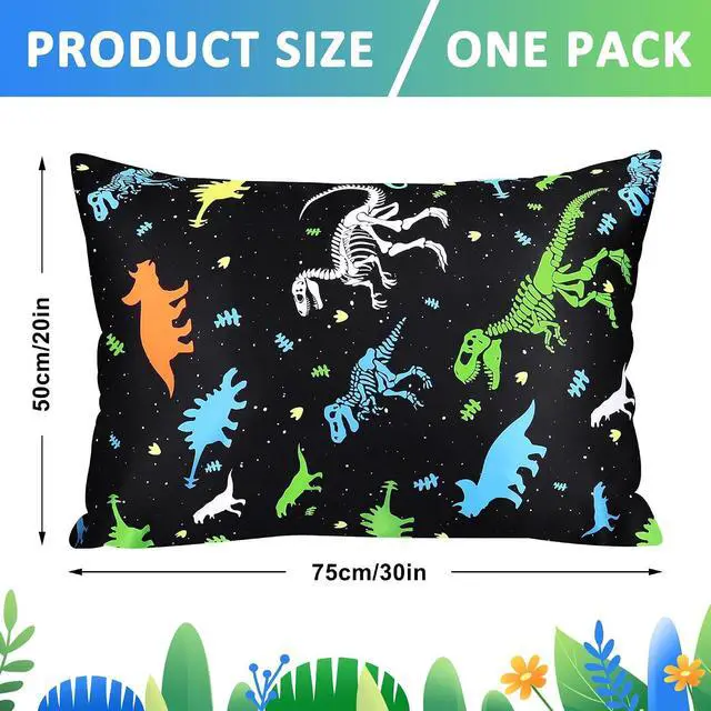 Alt view image 2 of 7 - Dinosaur Kids Pillowcase, 30"x20" Soft Breathable Pillow Case, Hidden Zipper Dinosaurs Pillowslip Case, Cute Cartoon Pillowcase for Kids Teens Boys Girls, Childrens Soft Bedding