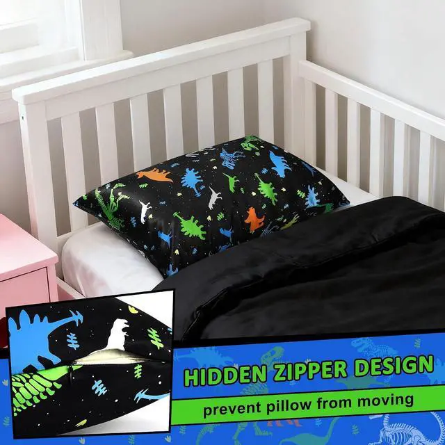 Alt view image 6 of 7 - Dinosaur Kids Pillowcase, 30"x20" Soft Breathable Pillow Case, Hidden Zipper Dinosaurs Pillowslip Case, Cute Cartoon Pillowcase for Kids Teens Boys Girls, Childrens Soft Bedding