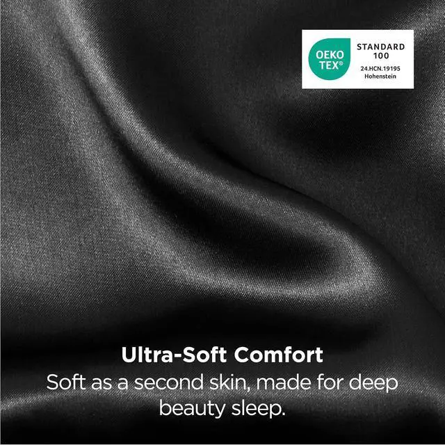Alt view image 5 of 7 - Bedsure Satin Pillowcases Queen Set of 2, Similar to Silk Pillow Case Black