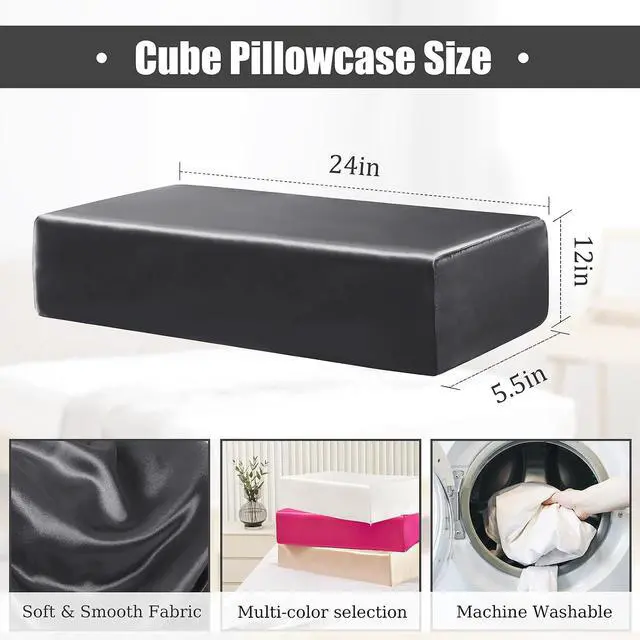 Alt view image 4 of 7 - P Pothuiny Grey Pillowcase for Cube Pillow, 24"x12"x5.5" (1 Pack)