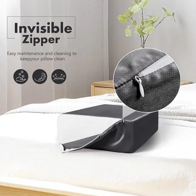 Alt view image 5 of 7 - P Pothuiny Grey Pillowcase for Cube Pillow, 24"x12"x5.5" (1 Pack)
