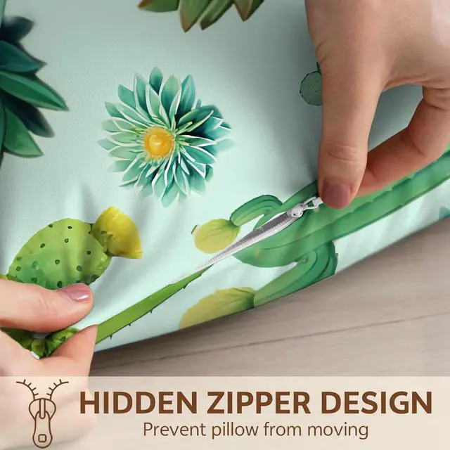 Alt view image 3 of 7 - 1Pack Microfiber Pillow Case,Floral Print Pattern Pillow Cover with Hidden Zipper,Soft Breathable,Standard Size 20"X 26" Pillow case (16-Cactus)