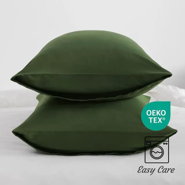 Alt view image 3 of 7 - NTBAY Standard Microfiber Pillowcases, Set of 2, Olive Green