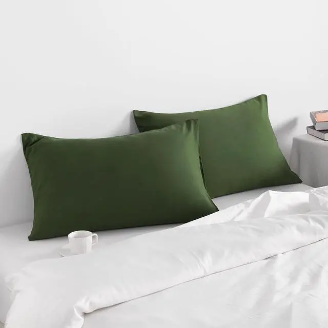 Alt view image 2 of 7 - NTBAY Standard Microfiber Pillowcases, Set of 2, Olive Green