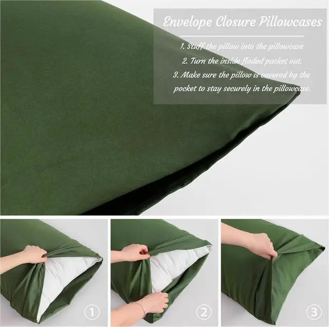 Alt view image 4 of 7 - NTBAY Standard Microfiber Pillowcases, Set of 2, Olive Green