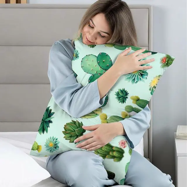 Alt view image 6 of 7 - 1Pack Microfiber Pillow Case,Floral Print Pattern Pillow Cover with Hidden Zipper,Soft Breathable,Standard Size 20"X 26" Pillow case (16-Cactus)
